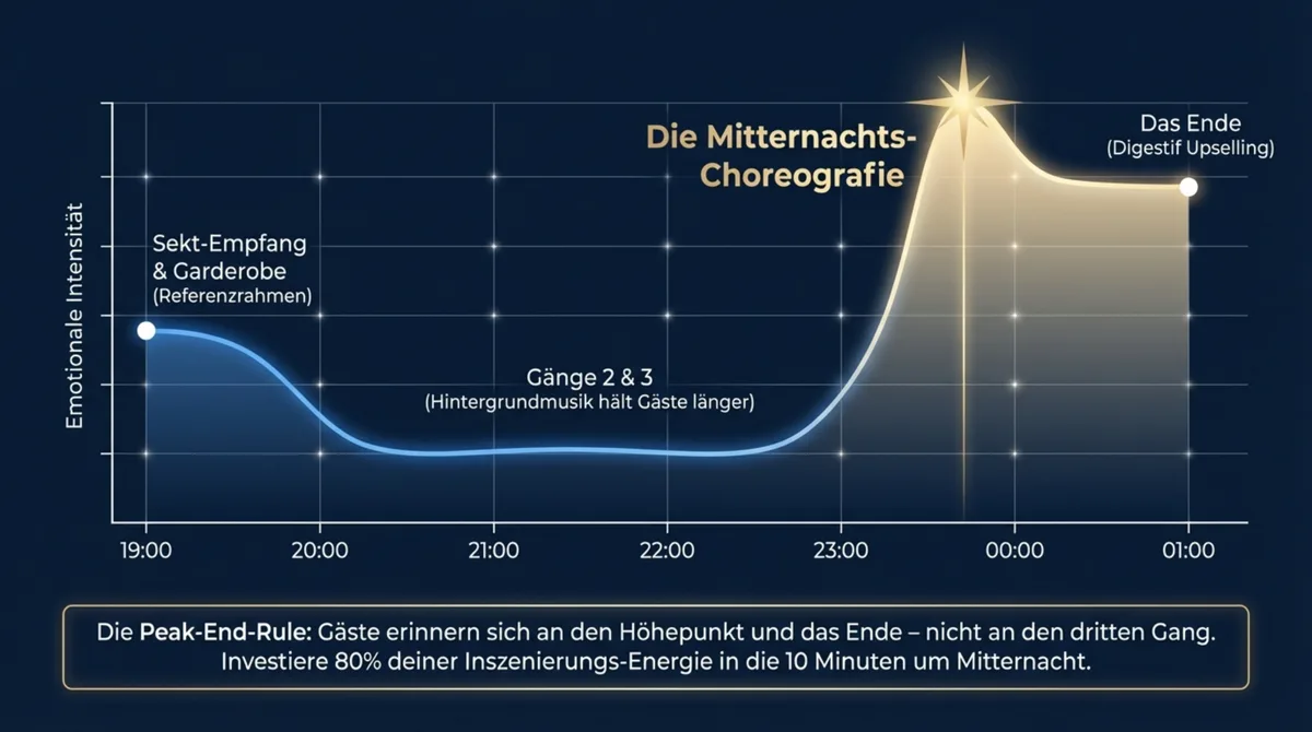 Peak-End-Rule Silvester Restaurant Mitternachts-Choreografie emotionale Intensität