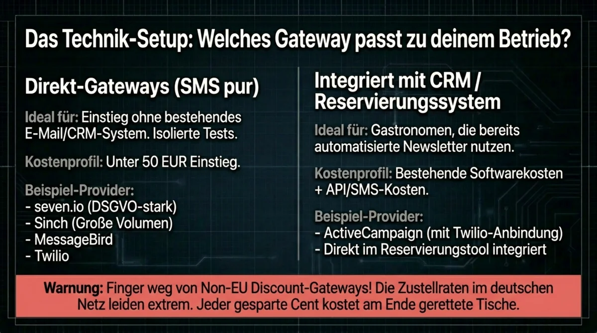 SMS-Gateway-Vergleich für Restaurants: Direkt-Gateway vs. integriertes CRM
