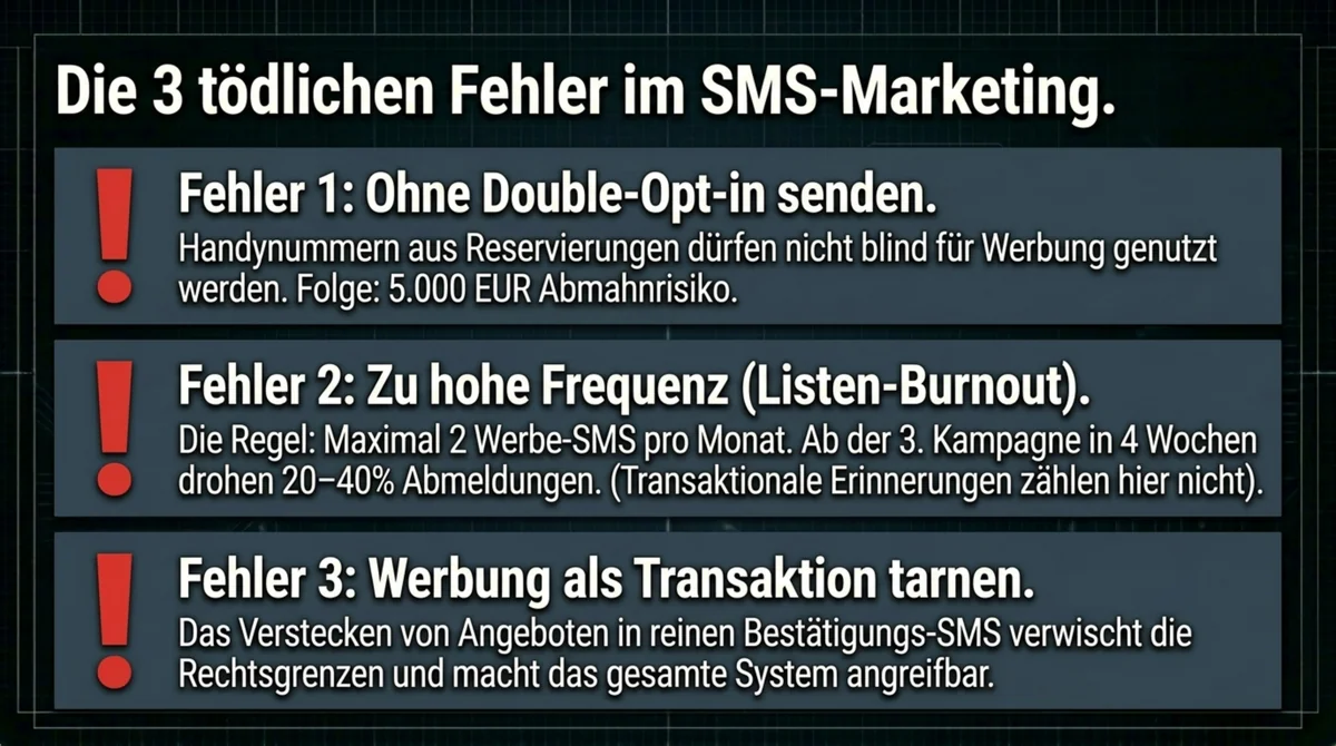 SMS-Marketing Fehler im Restaurant: Die drei tödlichen Sünden bei Opt-in, Frequenz und getarnter Werbung