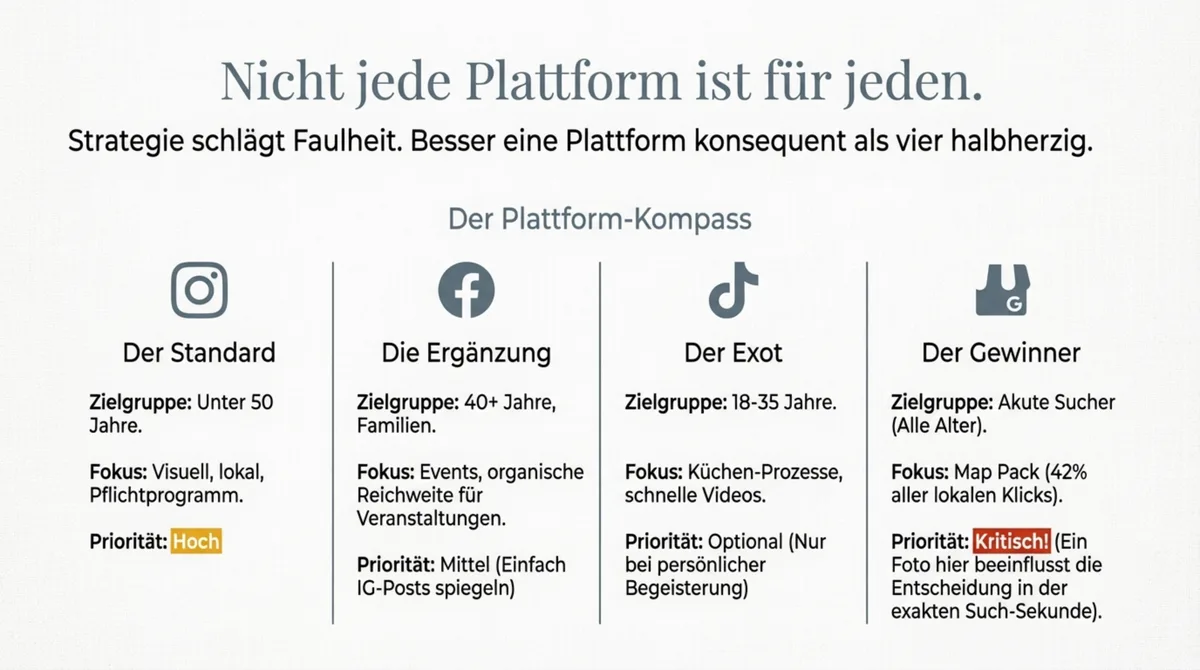 Social-Media-Plattformen für Restaurants: Instagram, Facebook, TikTok und Google im Vergleich
