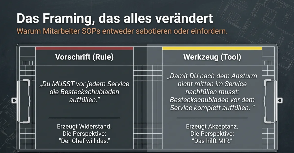 Psychologisches Framing: Von der Vorschrift zum Werkzeug – SOPs die Mitarbeiter akzeptieren und einfordern