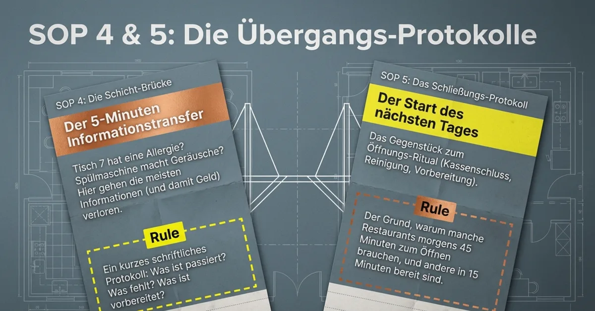 SOP 4 Schicht-Brücke und SOP 5 Schließungs-Protokoll: Informationsverlust zwischen den Schichten stoppen