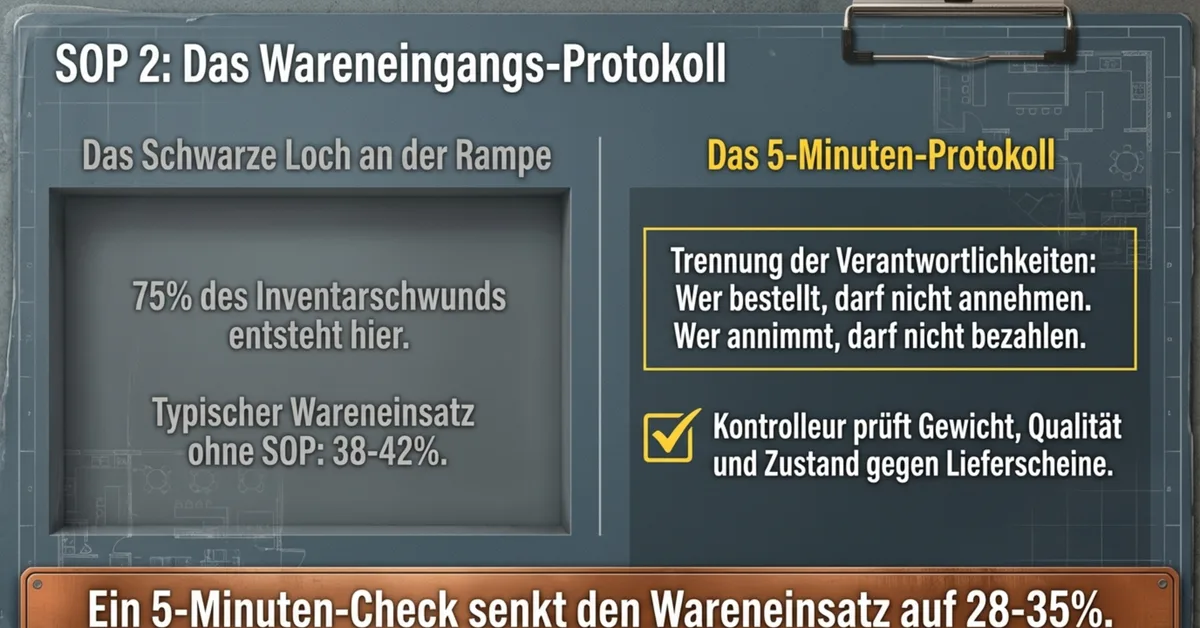 SOP 2 Wareneingangs-Protokoll: Der 5-Minuten-Check senkt den Wareneinsatz von 40% auf 28-32%
