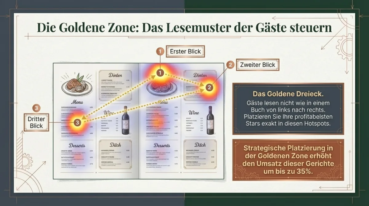 Goldene Zone und Goldenes Dreieck: Lesemuster der Gäste in der Speisekarte