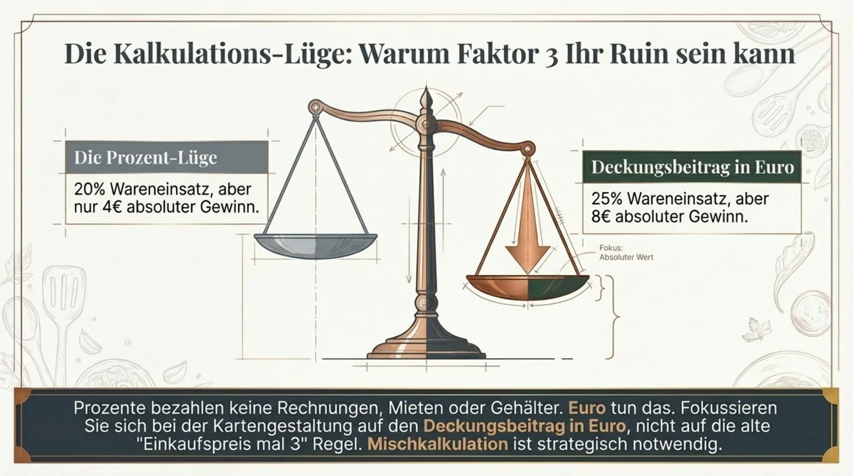 Speisekarten-Kalkulation: Deckungsbeitrag in Euro statt Prozentkalkulation