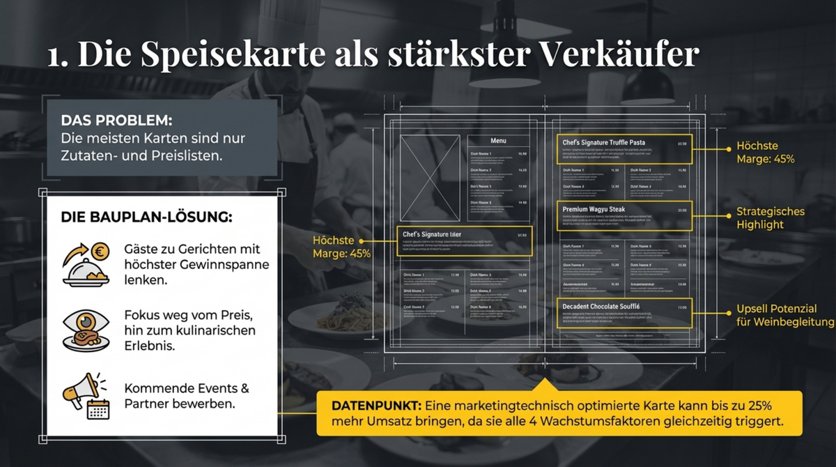 Die Speisekarte als stärkster Verkäufer: Marketing-optimierte Karte bringt bis zu 25 Prozent mehr Umsatz