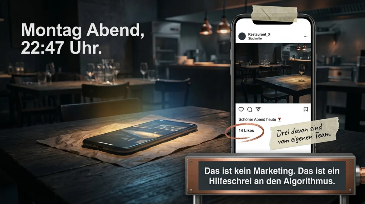 Spontanes Posten im Restaurant scheitert: Smartphone in leerem Restaurant mit 14 Likes