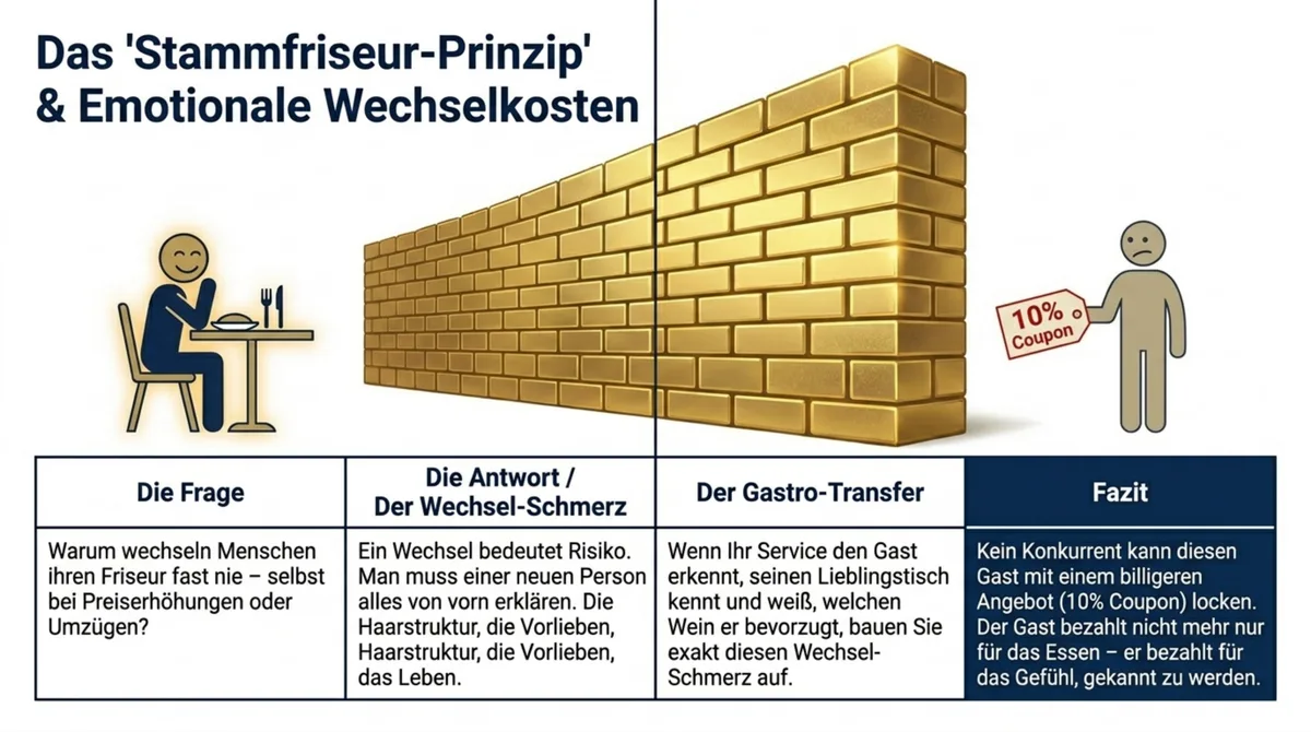 Das Stammfriseur-Prinzip: Emotionale Wechselkosten als Schutzwall gegen günstigere Konkurrenz im Restaurant