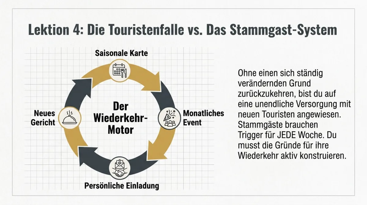 Stammgast-System: Wiederkehr-Motor mit saisonaler Karte, monatlichem Event und persönlicher Einladung