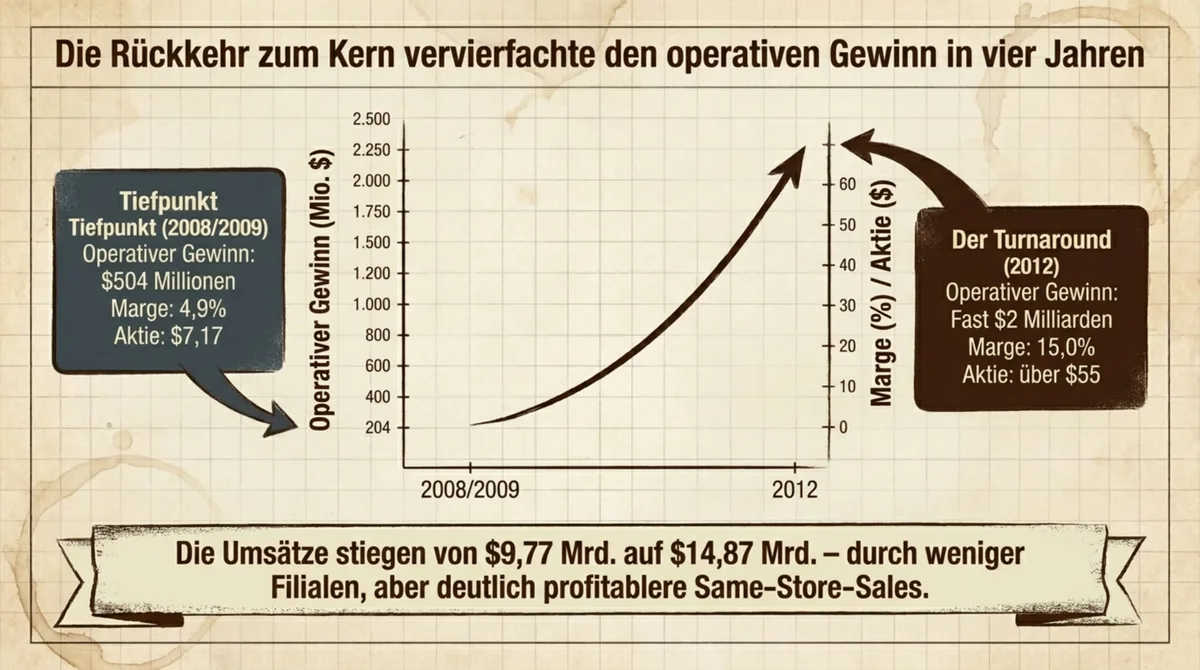 Starbucks Aktie Comeback – von 7 Dollar auf 55 Dollar, operativer Gewinn vervierfacht in vier Jahren durch Fokus statt Expansion