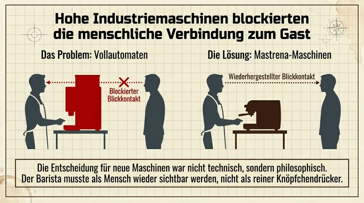 Starbucks Mastrena-Maschinen niedriger gebaut – Barista hat wieder Blickkontakt zum Gast statt hinter Industriemaschinen versteckt