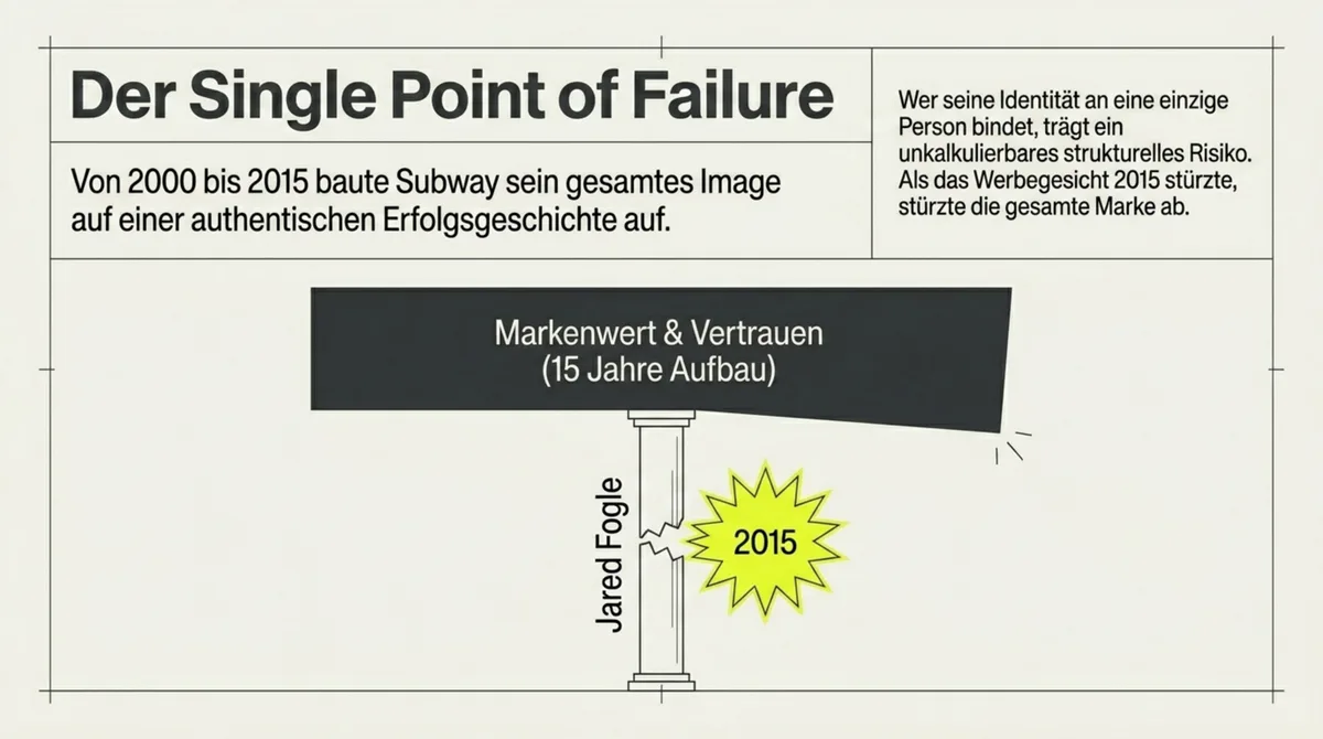 Subway Jared Fogle Single Point of Failure: 15 Jahre Markenaufbau 2015 über Nacht durch eine Person zerstört