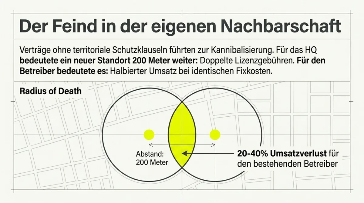 Subway Kannibalisierung: Radius of Death – neue Filialen 200 Meter entfernt führten zu 20–40 Prozent Umsatzverlust für bestehende Franchise-Nehmer