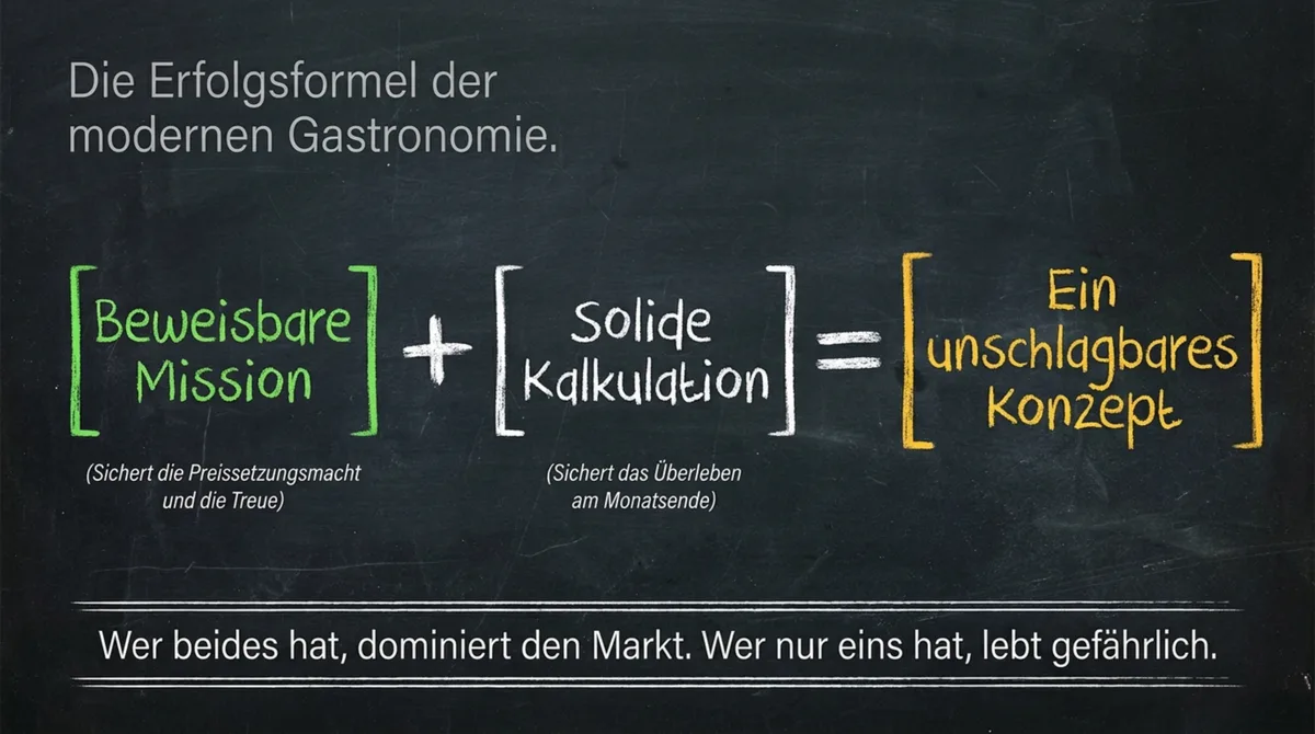 Erfolgsformel moderne Gastronomie: Beweisbare Mission plus solide Kalkulation gleich unschlagbares Konzept