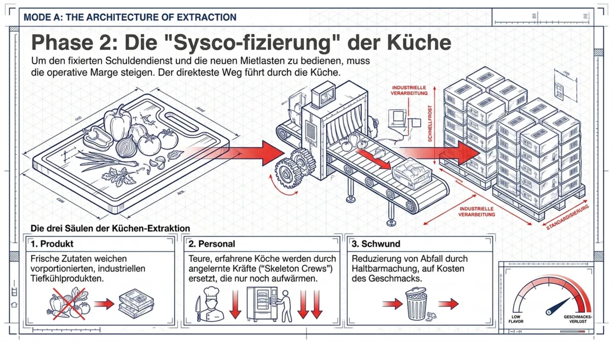 Sysco-fizierung Phase 2: Restaurantküche wird durch industrielle Fertigprodukte und ungelernte Hilfskräfte ersetzt