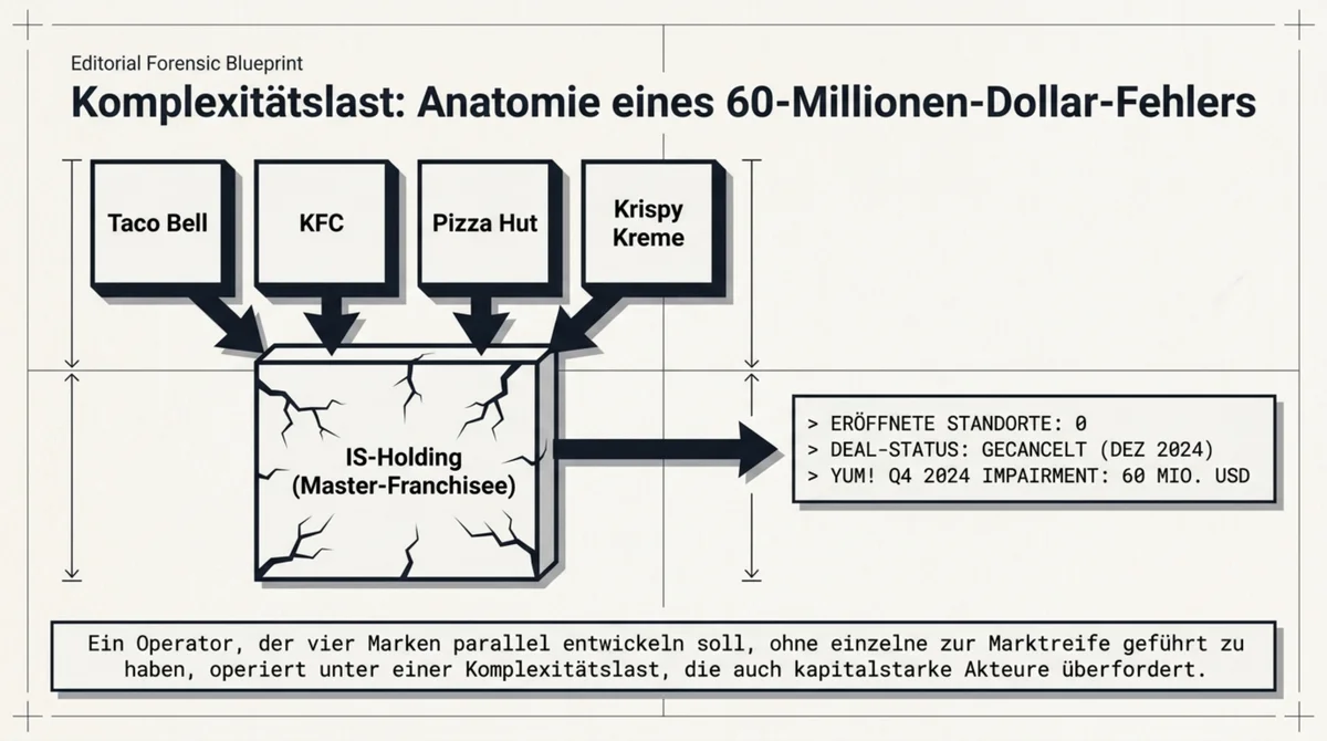 Taco Bell IS-Holding Master-Franchisee: 4 Marken parallel, 0 Standorte eröffnet, Deal gecancelt Dezember 2024, YUM! 60 Millionen Dollar Impairment