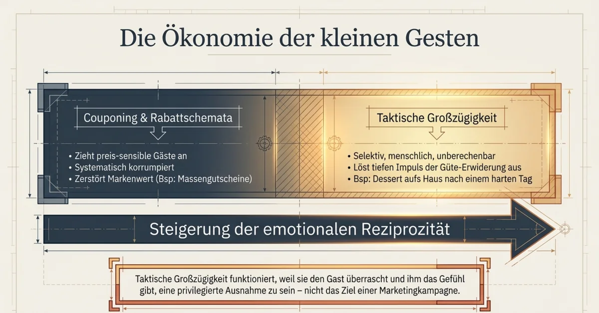 Taktische Großzügigkeit im Restaurant: Couponing vs. selektive, unerwartete Gesten – Steigerung der emotionalen Reziprozität beim Stammgast