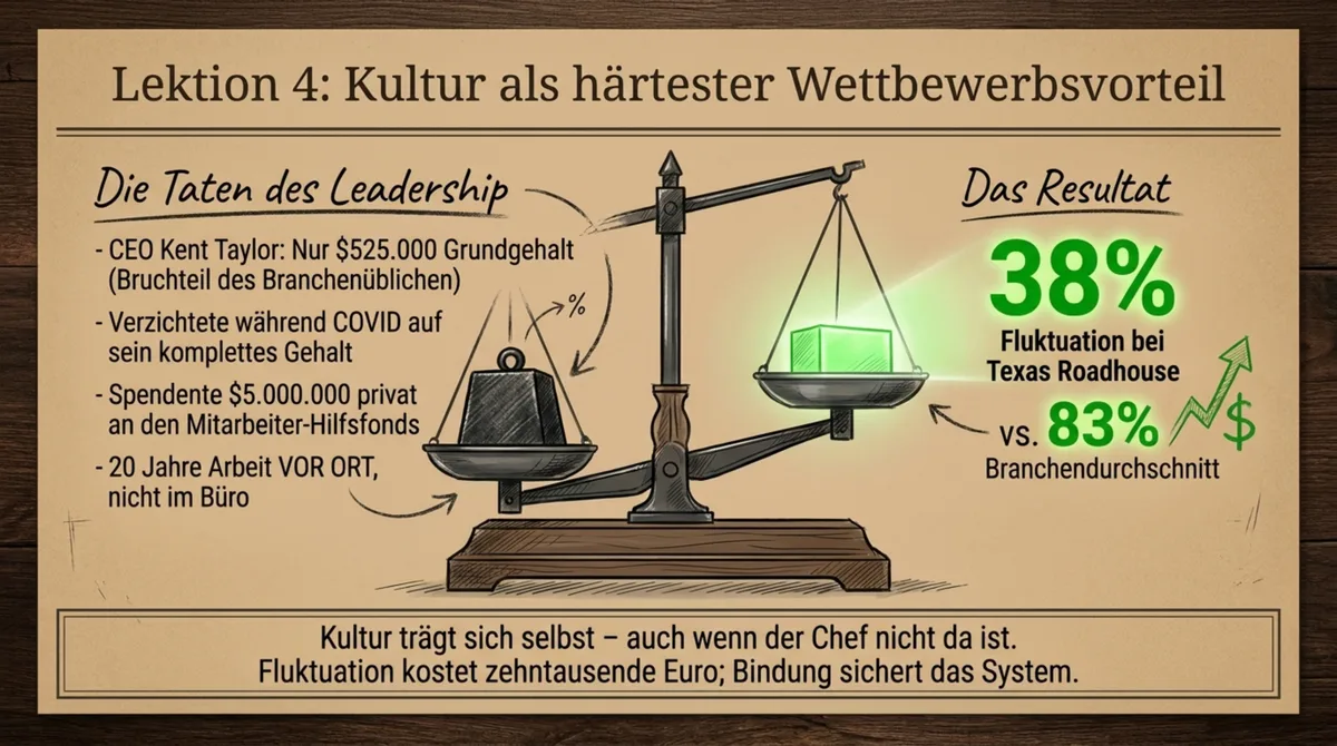 Texas Roadhouse Mitarbeiter-Fluktuation 38 Prozent vs. 83 Prozent Branchendurchschnitt – Leadership-Kultur Kent Taylor