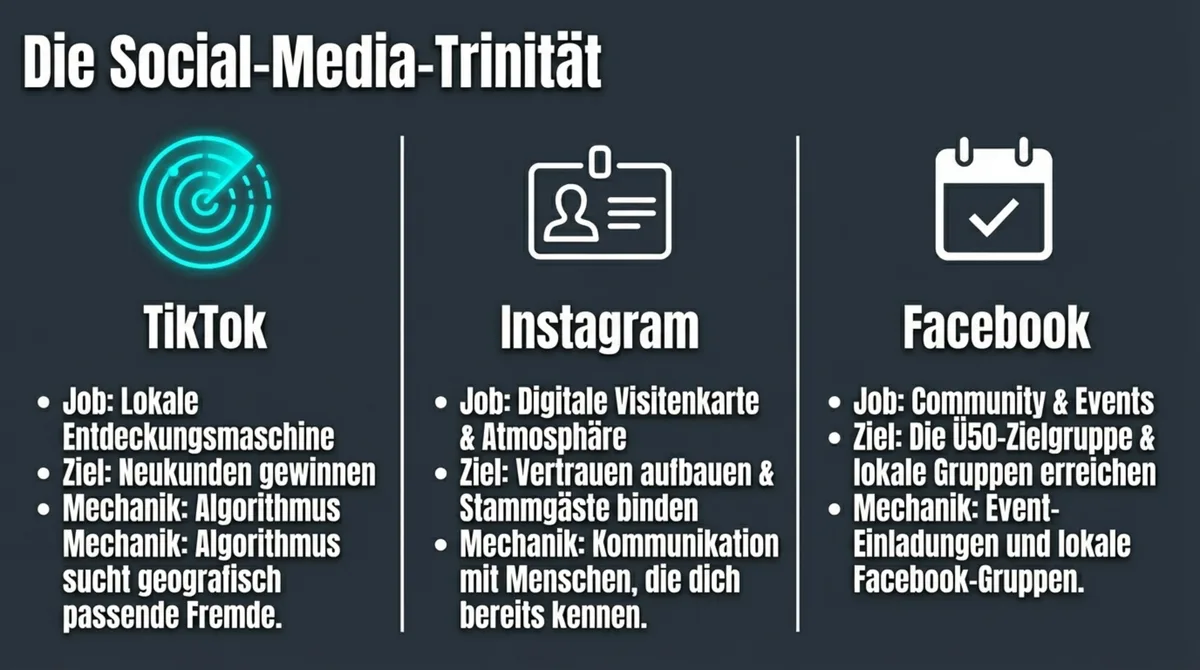 Social Media Trinität Gastronomie: TikTok für Neukunden, Instagram als digitale Visitenkarte, Facebook für Community und Events