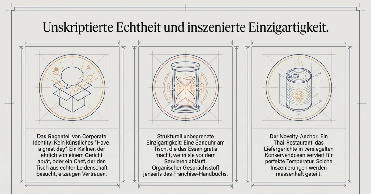 Unskriptierte Echtheit und inszenierte Einzigartigkeit: Corporate Identity vs. authentische Einzigartigkeit und Novelty-Anchor im unabhängigen Restaurant