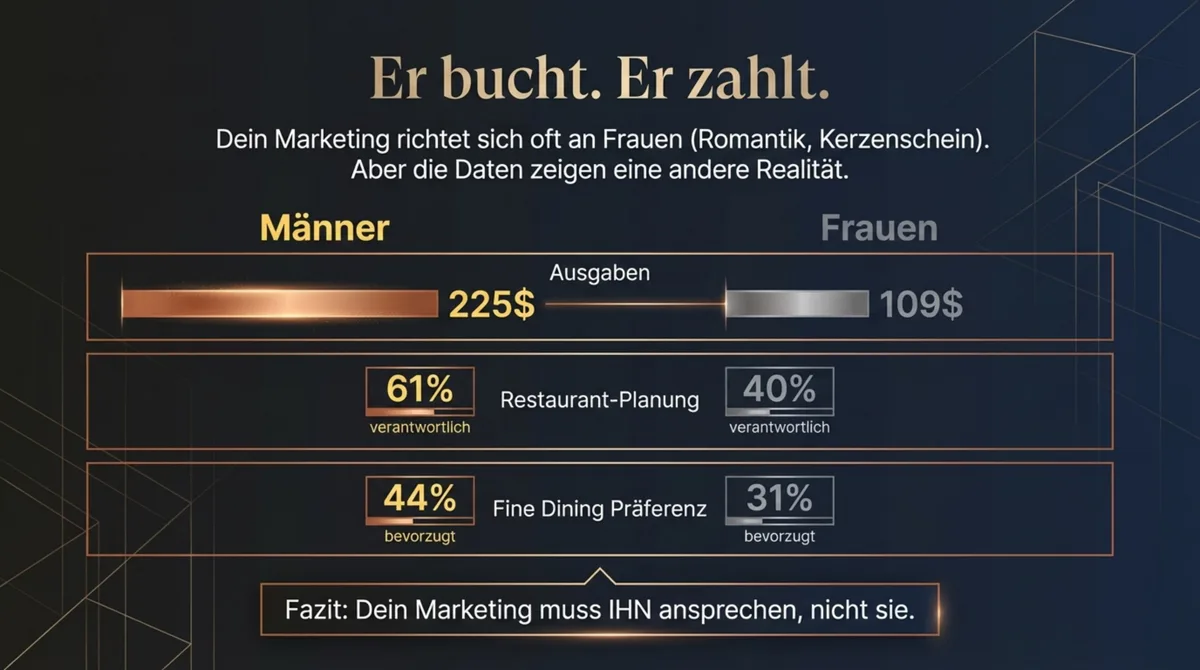 Valentinstag Zielgruppe: Männer geben 225 Dollar aus vs. 109 Dollar bei Frauen – 61 Prozent der Männer planen Restaurant-Besuch