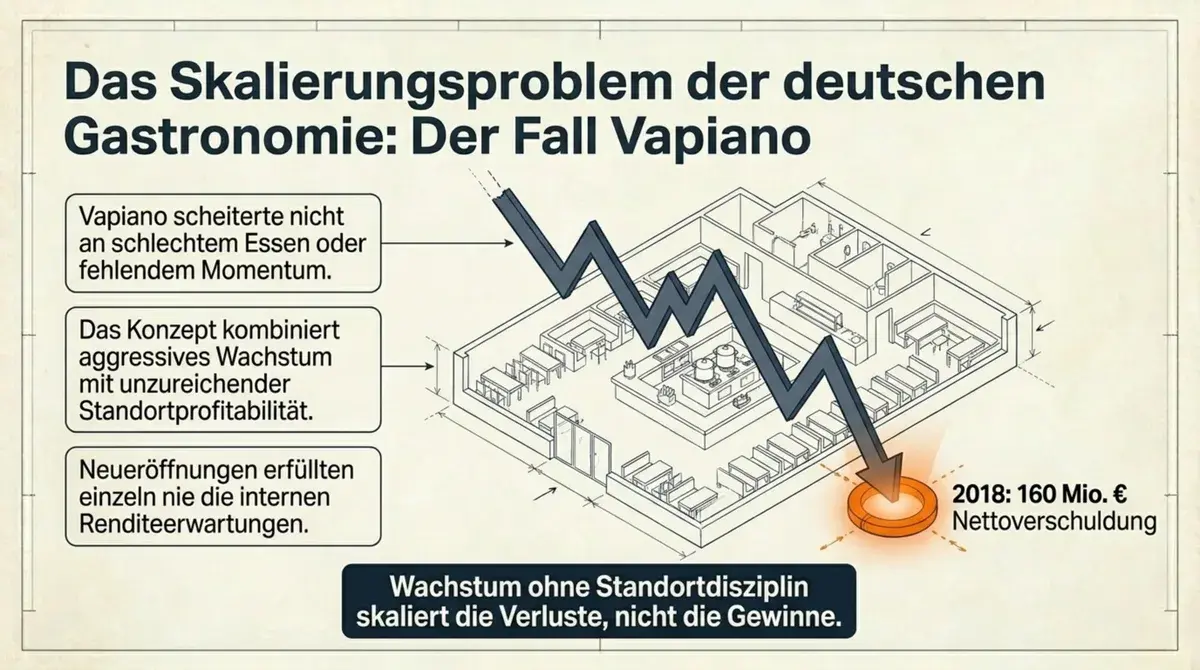 Vapiano Skalierungsproblem: Wachstum ohne Standortdisziplin skaliert die Verluste, nicht die Gewinne