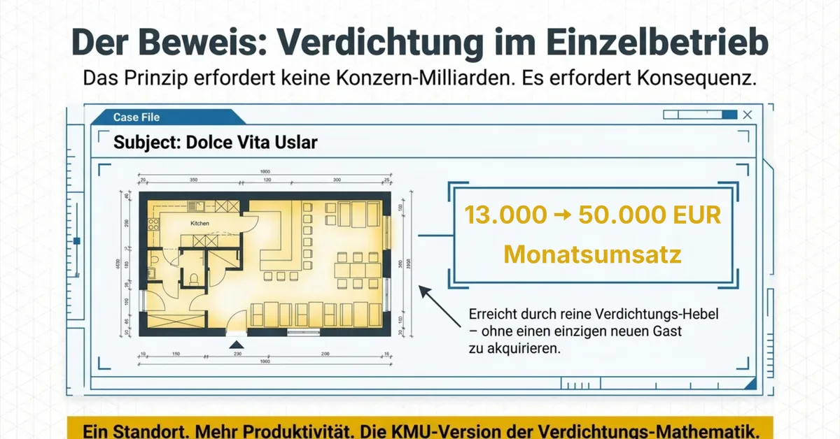 Verdichtung im Einzelbetrieb: Dolce Vita Uslar (Hashim Smajli) – Monatsumsatz von 13.000 auf über 50.000 Euro durch Verdichtungs-Hebel