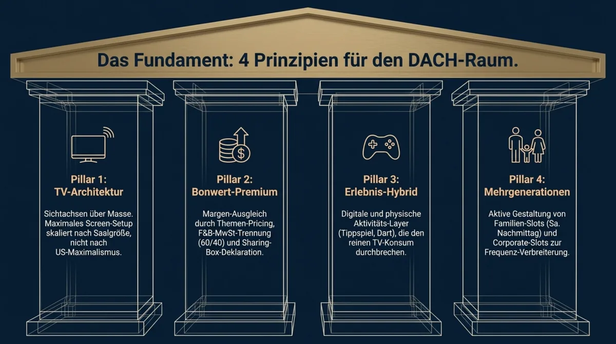 4 Prinzipien für den DACH-Raum: TV-Architektur, Bonwert-Premium, Erlebnis-Hybrid und Mehrgenerationen-Design als Säulen