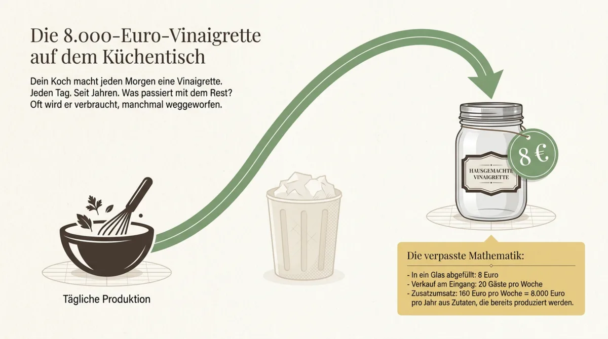 Hausgemachte Vinaigrette als Restaurant Retail-Produkt – 8.000 Euro Zusatzumsatz
