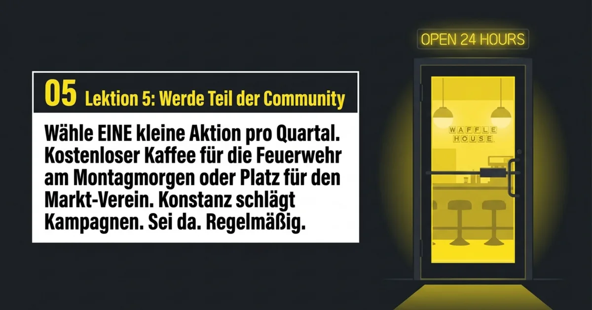Waffle House 24 Stunden offen: Lektion 5 – Werde Teil der Community, nicht nur ein Restaurant im Ort
