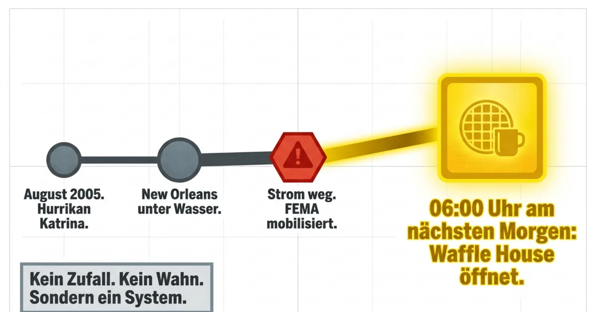 Waffle House öffnet um 6 Uhr nach Hurrikan Katrina 2005 – kein Zufall, sondern System