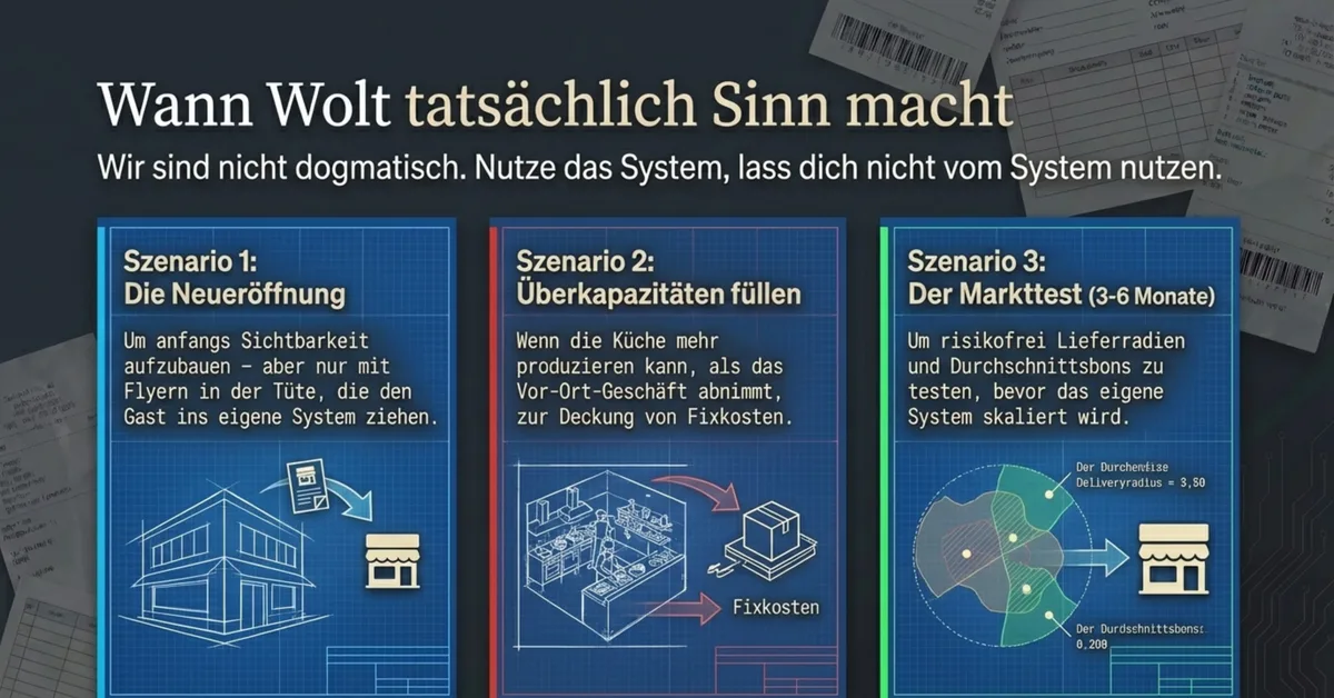 Wann Wolt für ein Restaurant sinnvoll ist – drei Szenarien: Neueröffnung, Überkapazitäten, Markttest