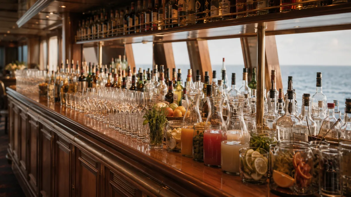 Grosszuegig gedeckte All-Inclusive-Bar an Bord als Bild fuer den All-Inclusive-Anker