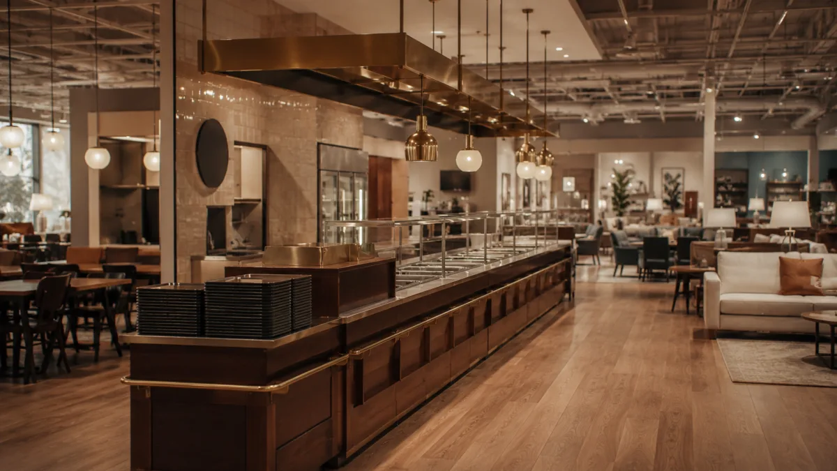 Leere Restaurant-Flaeche im Moebelhaus als Hebel fuer laengere Verweildauer und Umsatz.