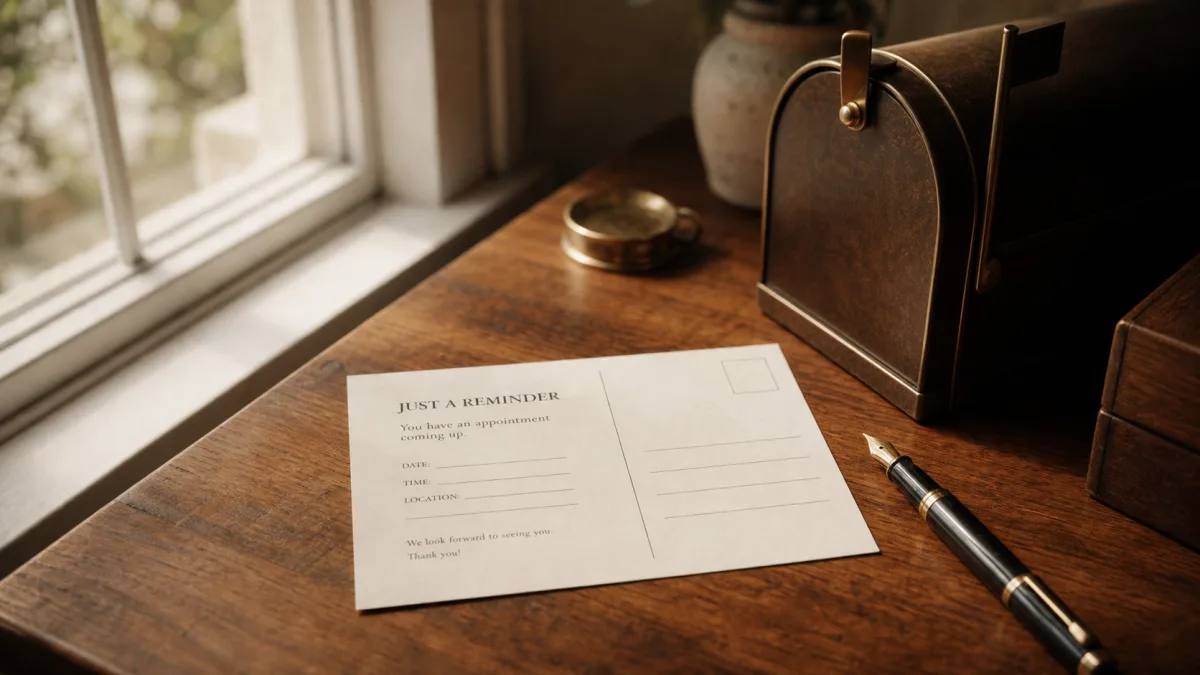Erinnerungs-Postkarte und Briefkasten als Recall-System
