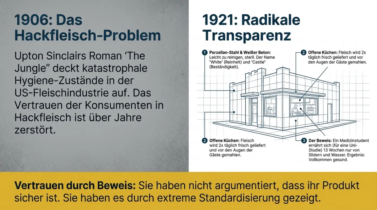 White Castle 1921: Radikale Transparenz als Antwort auf das Hackfleisch-Misstrauen nach Upton Sinclairs The Jungle