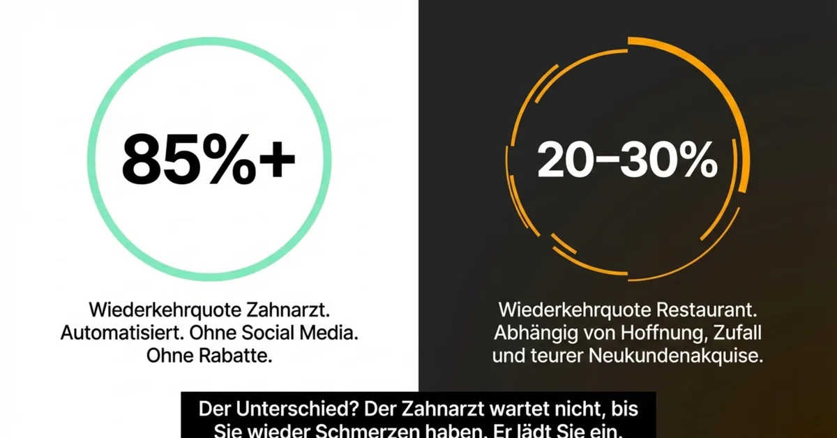 Wiederkehrquote Zahnarzt 85 Prozent vs Restaurant 20-30 Prozent – der Unterschied durch aktiven Recall