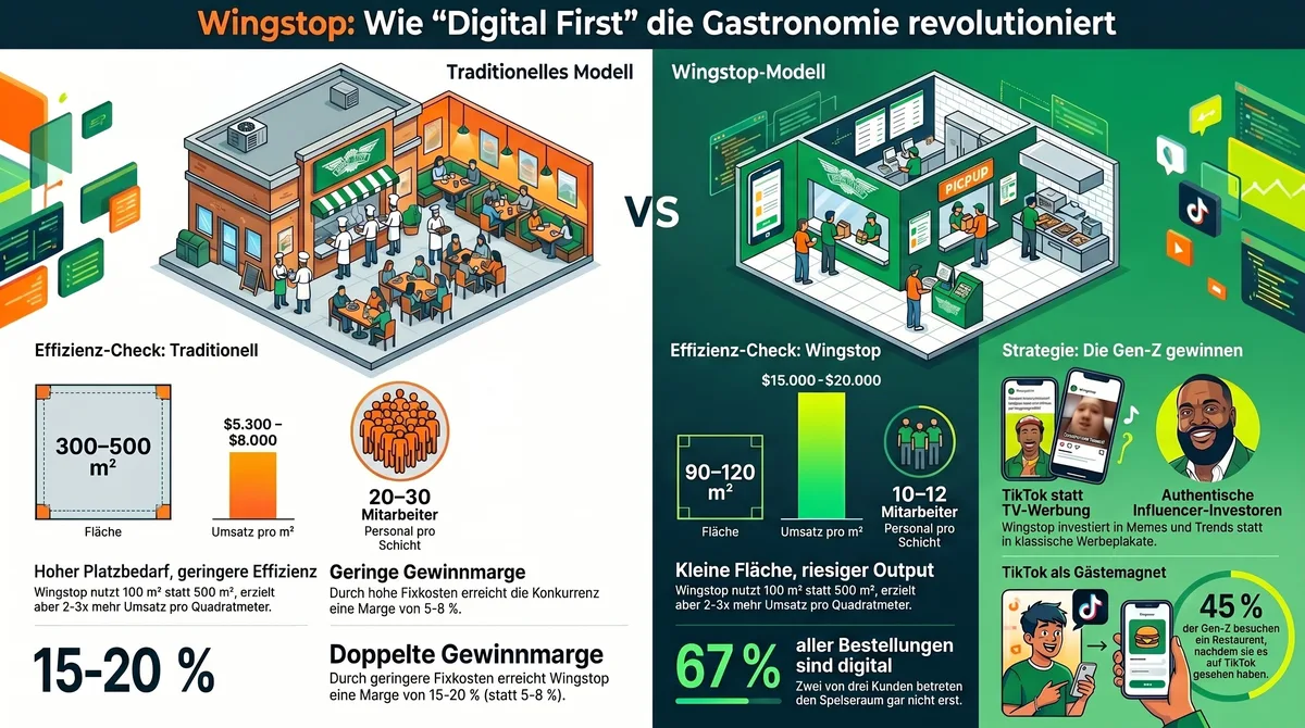 Wingstop Digital First Strategie: TikTok Marketing, 67 Prozent digitale Bestellungen und Effizienzvergleich mit traditionellen Restaurants