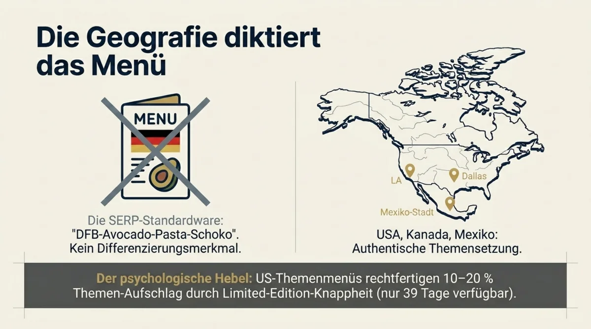 WM 2026 Austragungsorte USA Kanada Mexiko: US-Themen-Menü statt DFB-Avocado-Pasta-Schoko für Restaurant