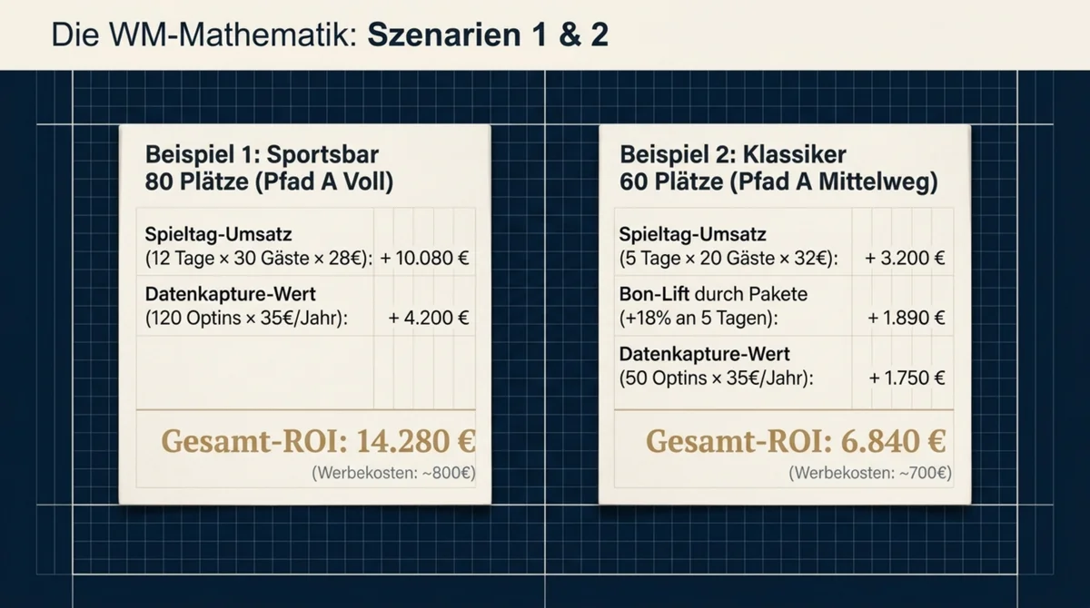 WM 2026 Restaurant ROI Mathematik: Szenarien für Sportsbar 14.280 Euro und Klassiker 6.840 Euro WM-Mehrumsatz mit Datenkapture
