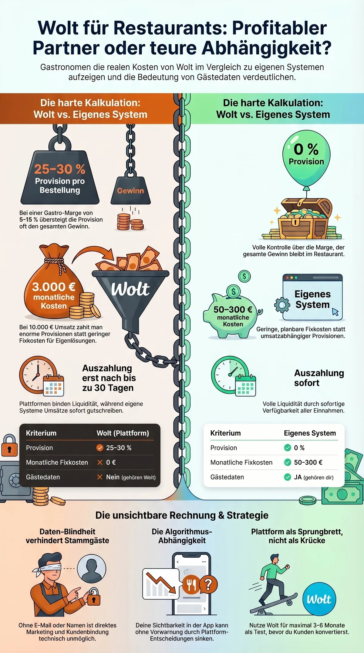 Wolt für Restaurants: Profitabler Partner oder teure Abhängigkeit – vollständige Infografik