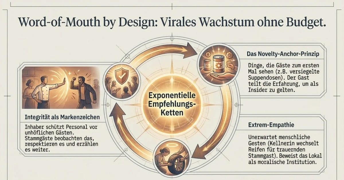 Word-of-Mouth by Design: Wie unabhängige Restaurants exponentielle Empfehlungsketten erzeugen – Novelty-Anchor, Extrem-Empathie und Integrität als Markenzeichen