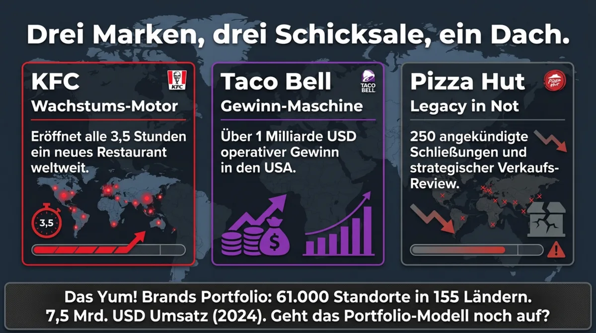 Yum! Brands Portfolio: KFC, Taco Bell und Pizza Hut – drei Marken mit völlig unterschiedlichen Schicksalen in einem Konzern